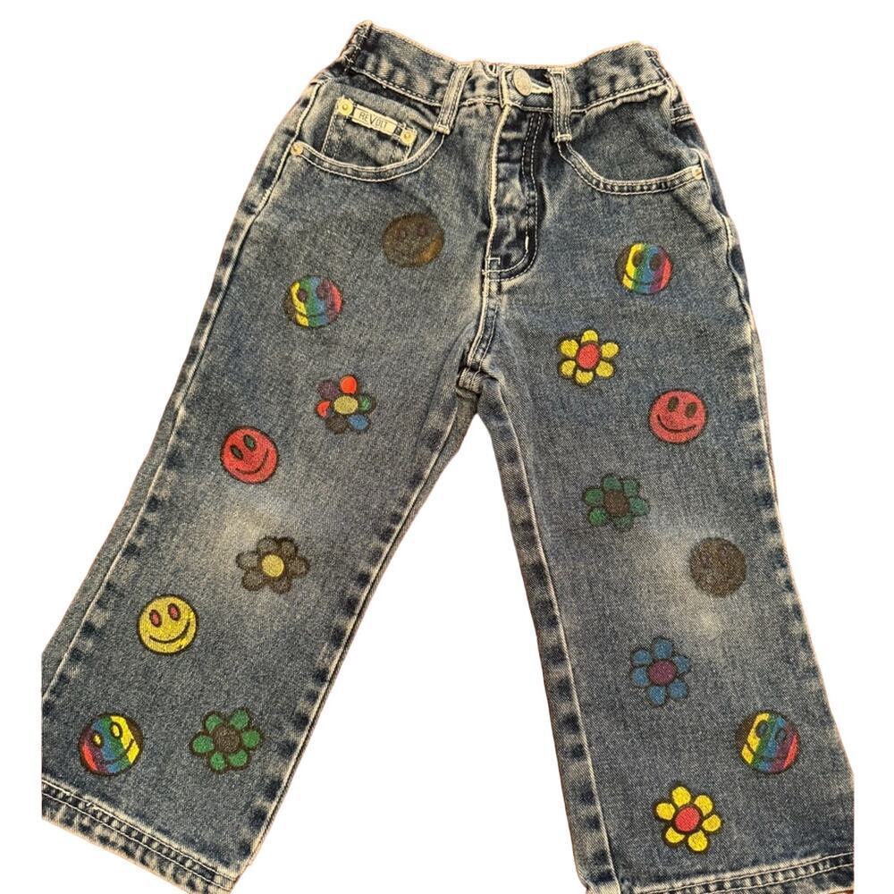 Girls vintage painted  jeans size 4 EUC
